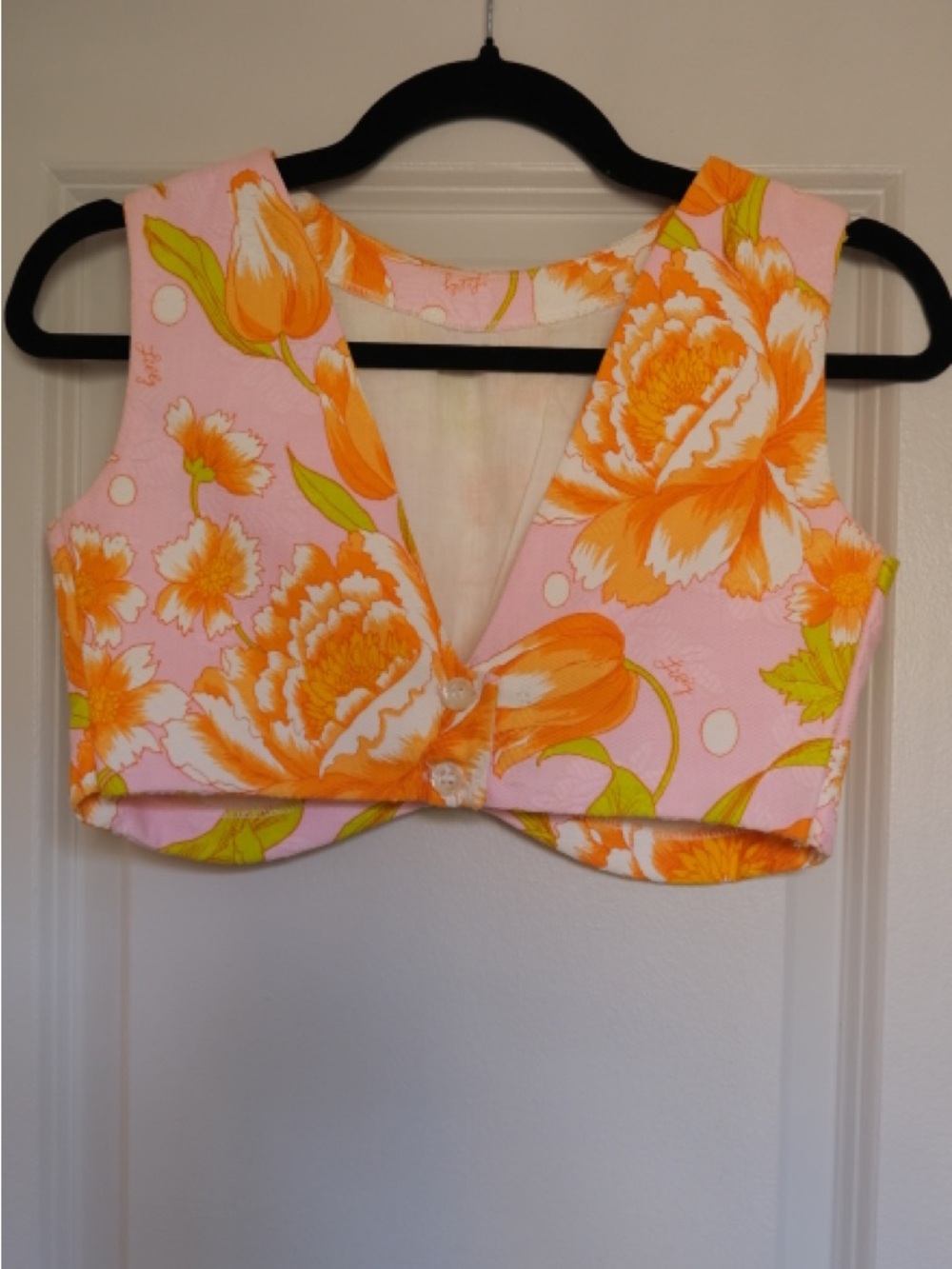 Vintage 1970s The Lilly (now Lilly Pulitzer) Pink and Orange Floral Skirt Set - Picture 5 of 10